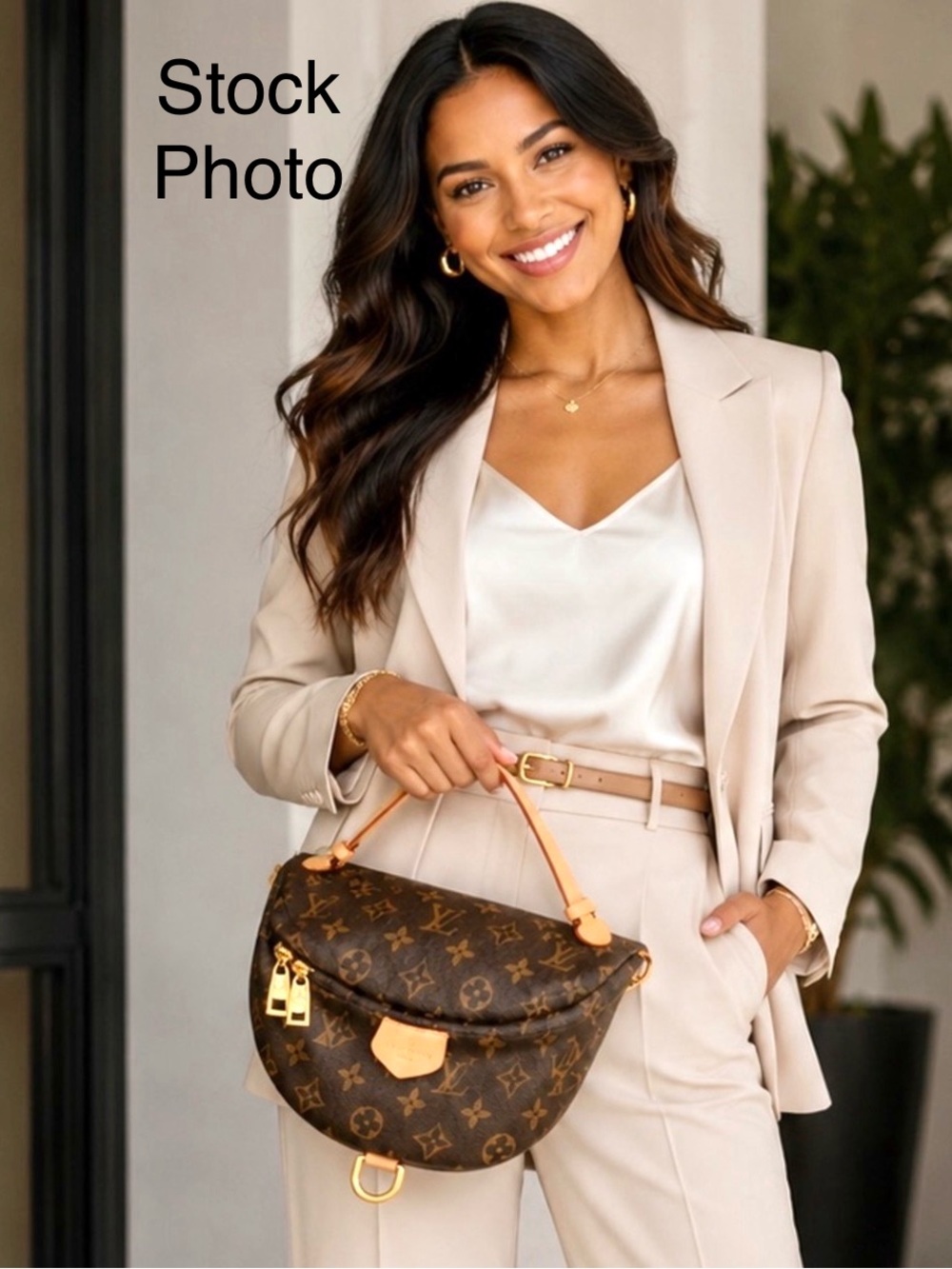 Designer Inspired Monogram Bumbag Belt Bag  Brown and Gold  Convertible - Picture 3 of 16